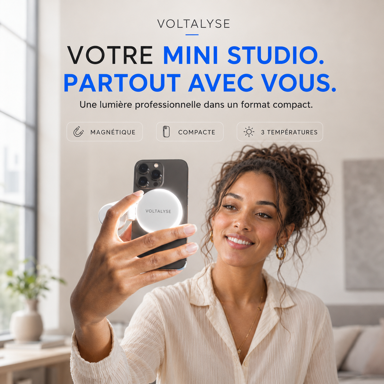 Lampe magnétique pour téléphone LUMÉA™ 3 en 1