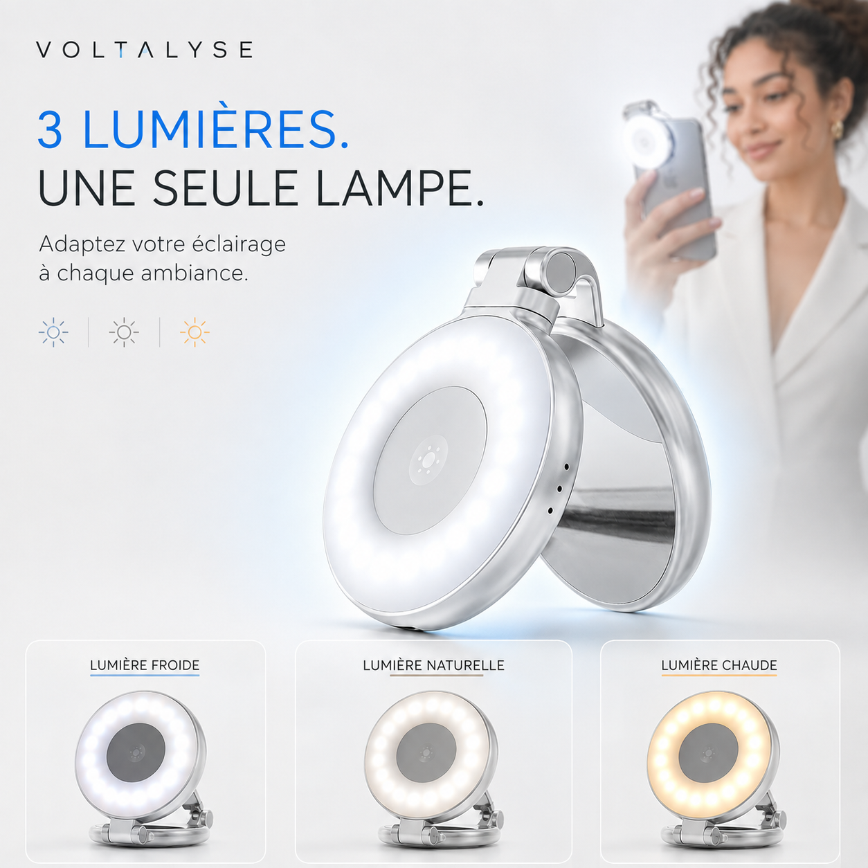 Lampe magnétique pour téléphone LUMÉA™ 3 en 1