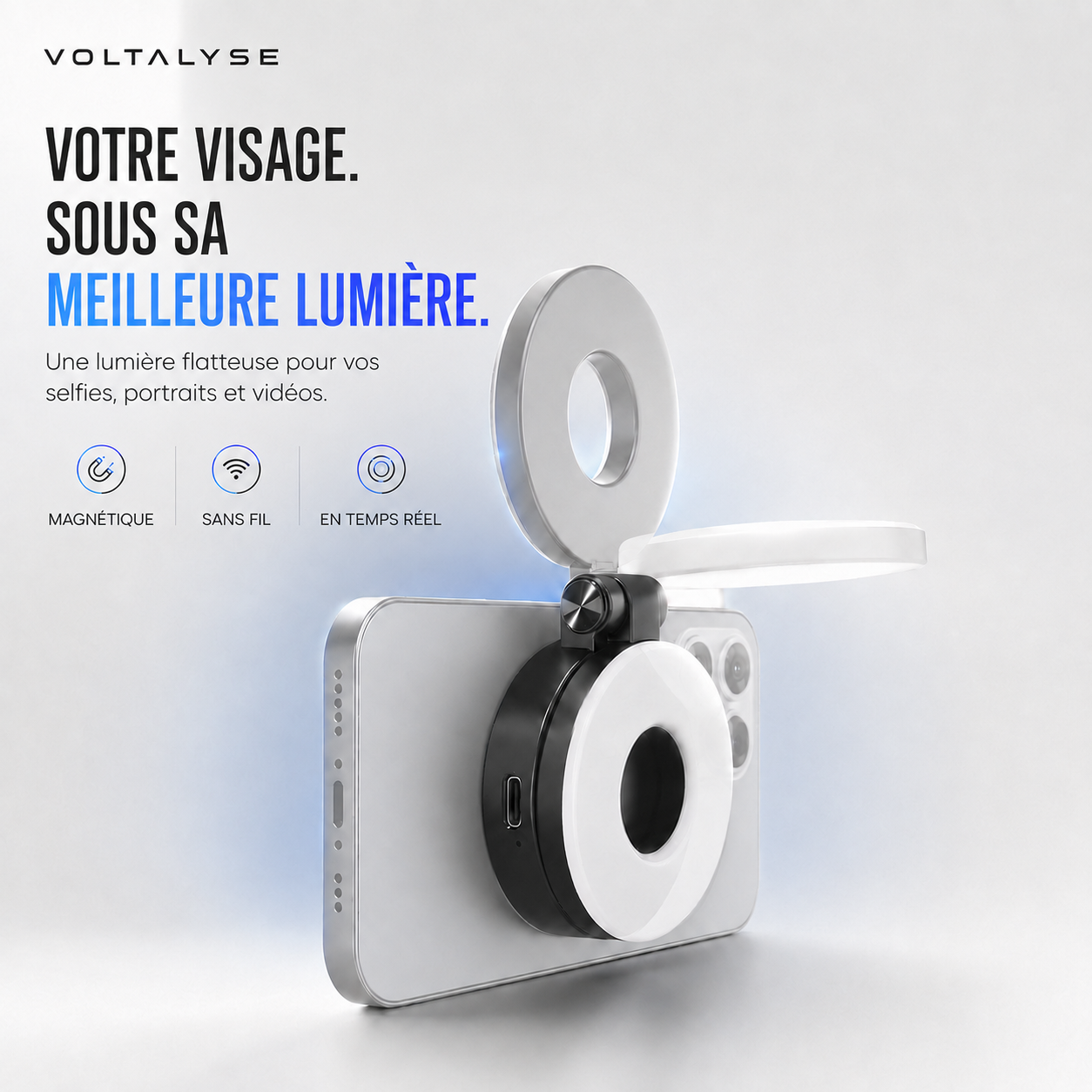 Lampe magnétique pour téléphone LUMÉA™ 3 en 1